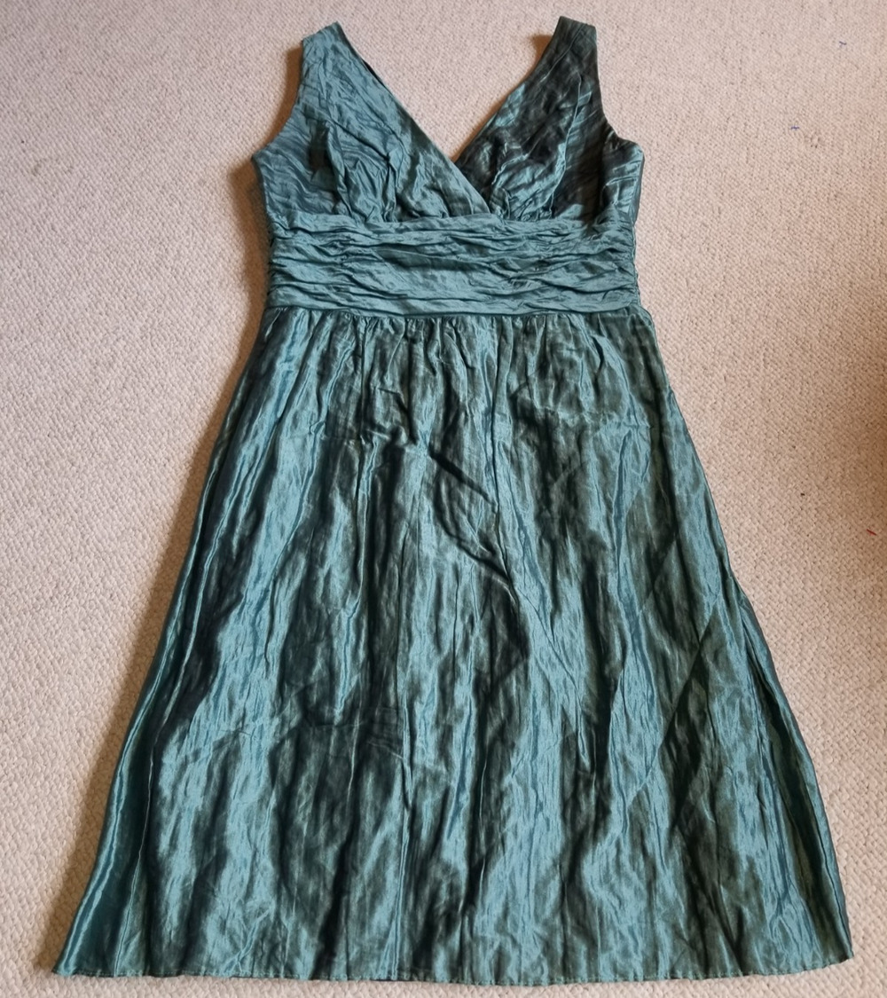 NWOT Womens Dress-KAY UNGER-green silk blend Cocktail Party Old Money Elegant-10